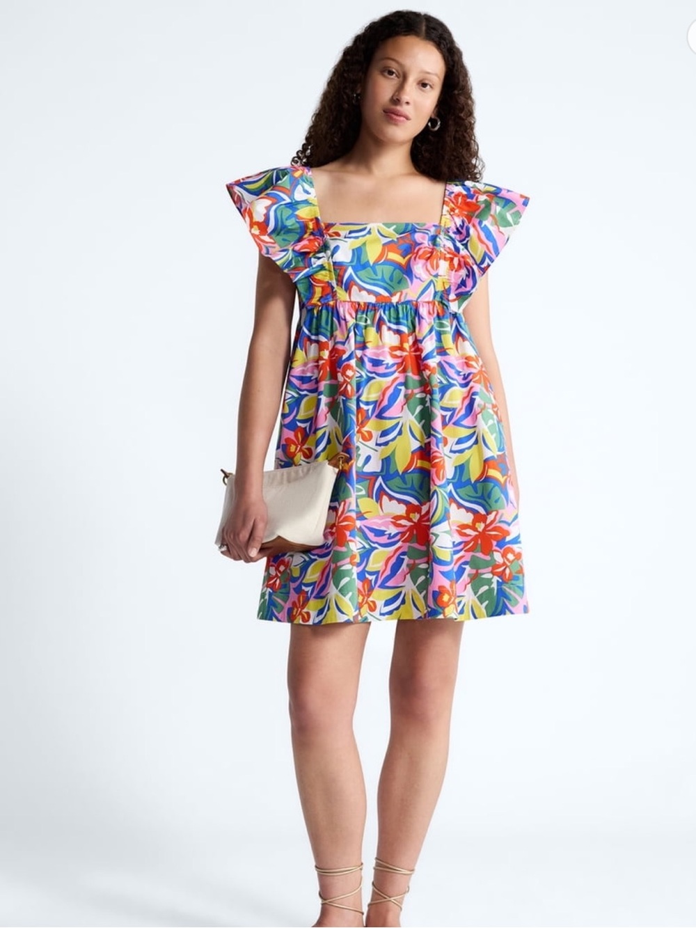 Free Assembly| Multicolor Floral Square-Neck Dress